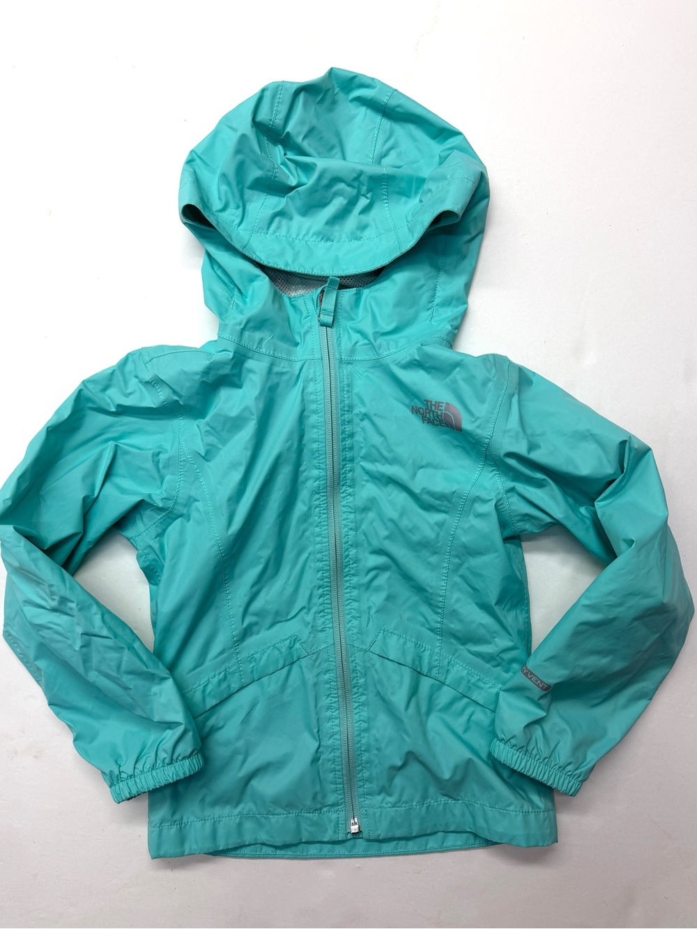 The North Face Kids Teal Blue Hooded Rain Jacket